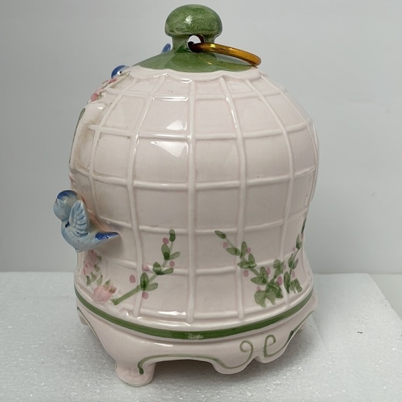 Vintage Schmid Music Box Blue Bird Cage Porcelain, "Don’t Cry For Me Argentina" - Picture 5 of 11